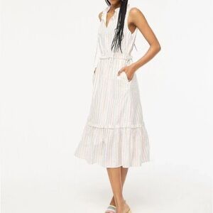 J.Crew Shimmer Tie-front Midi Dress
White Metallic Striped 10 Lined
Sleeveless